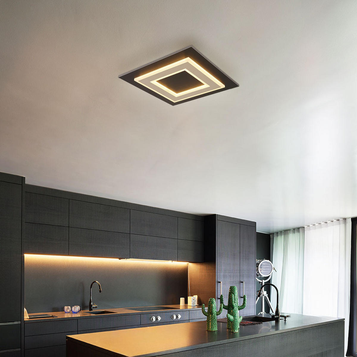 LED DECKENLEUCHTE JAYDEN Metall Grau - Grau, Metall (32/32/5.5cm) - Globo Lighting