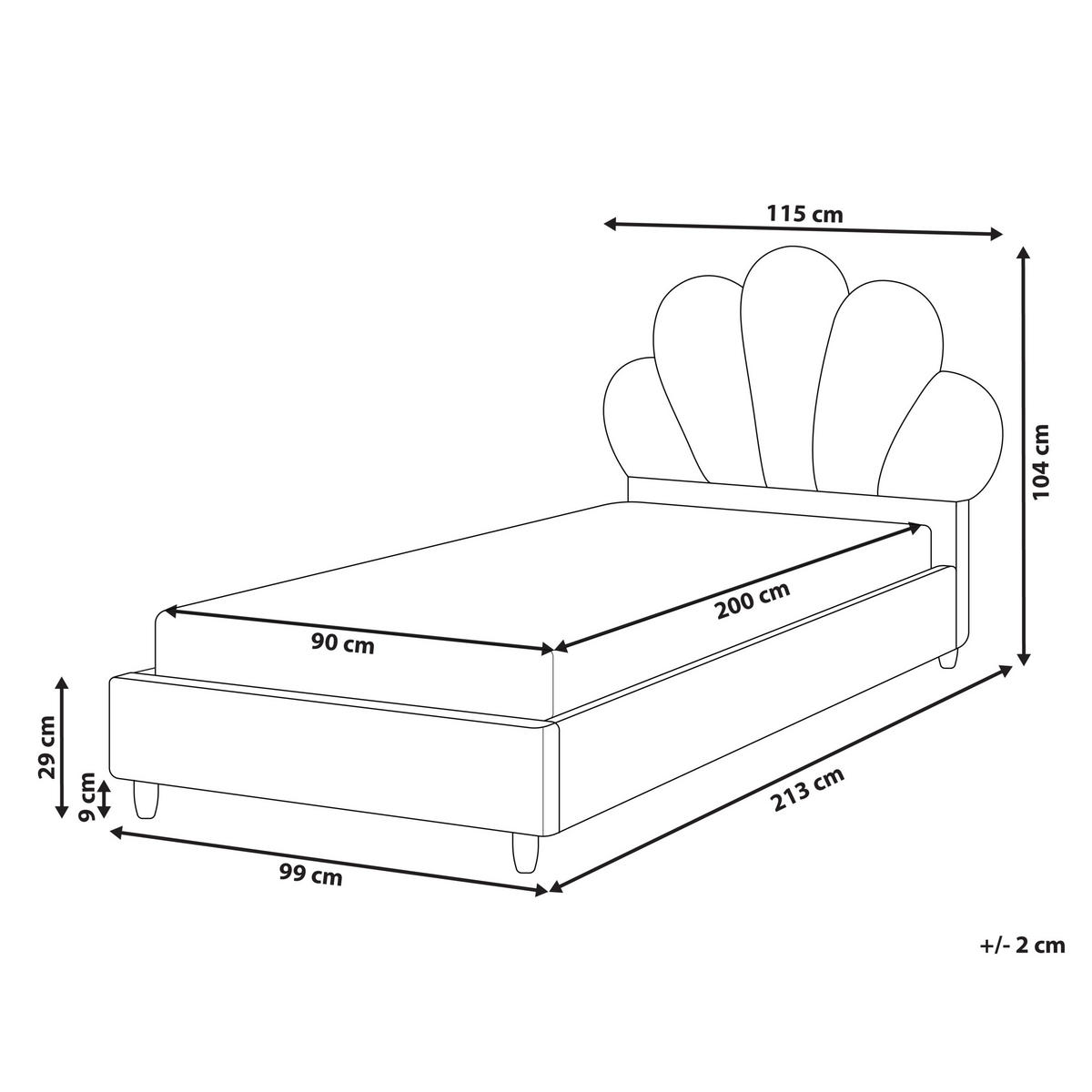 DĚTSKÁ POSTEL Mušle Sametová látka 90/200 cm Růžová Neulise - světle hnědá, textil (90/200cm) - Beliani