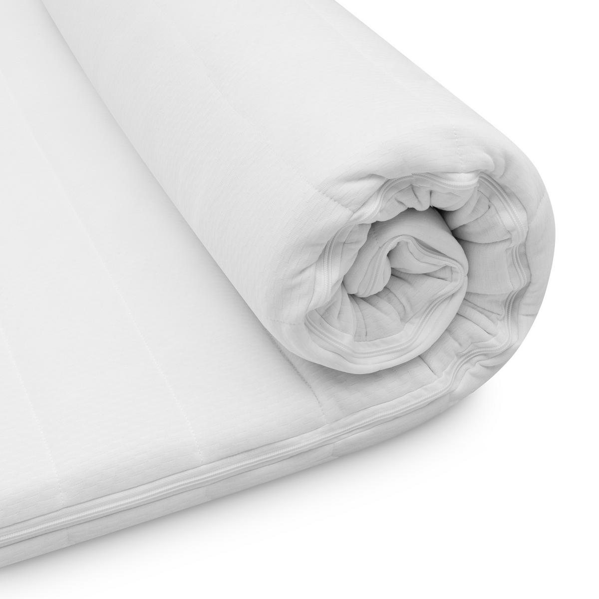 ERGONOMISCHER Topper 90x200 - Matratzenauflage aus Kaltschaum - Atmungsaktiv, bequem, Höhe 5cm - Weiß, Textil (200/90cm) - Sleepneo