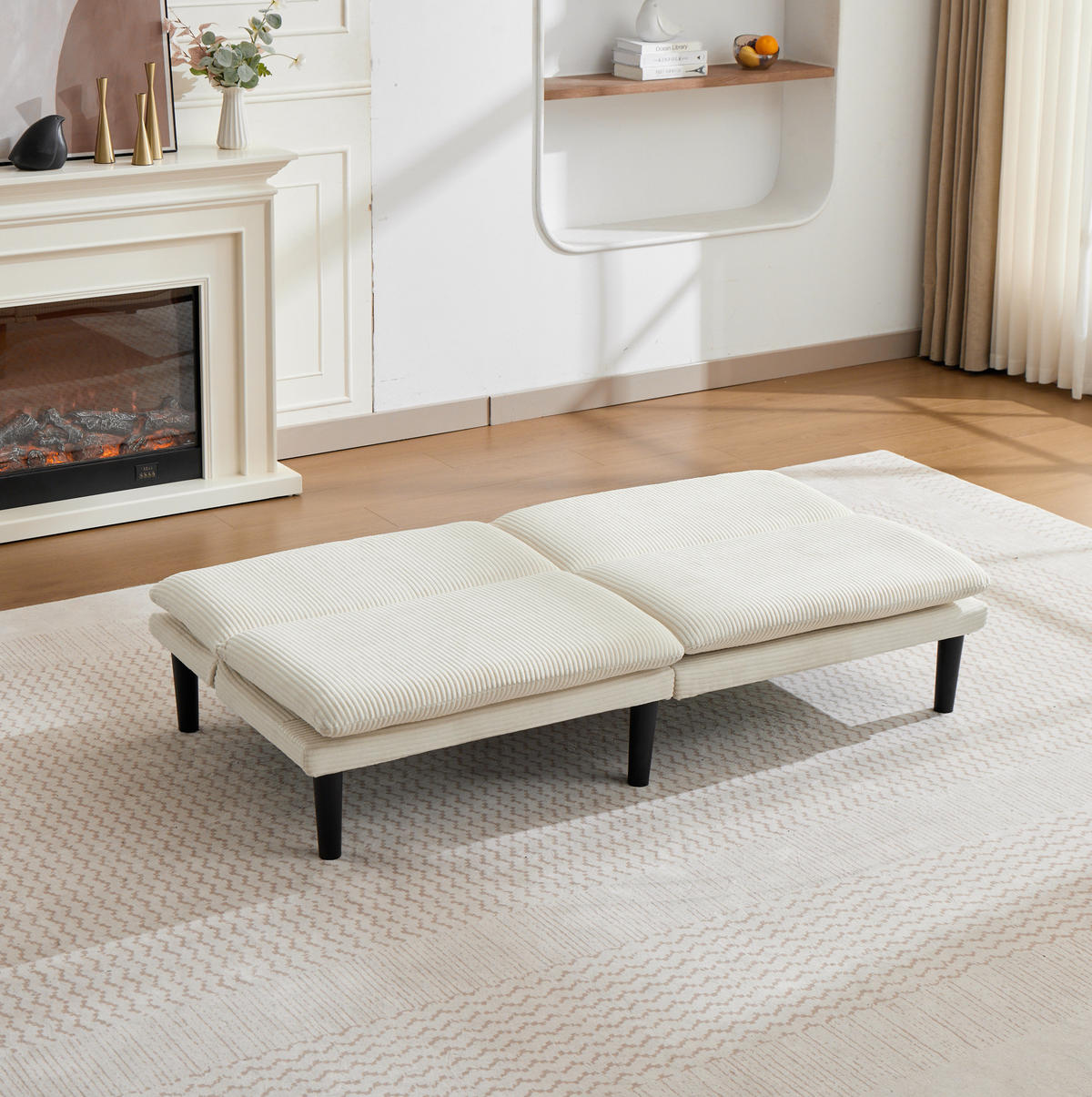 2-SITZER-SOFA aus Samt und Holz in Beige mit 3-Stufen-Rückenlehne - Beige, Textil (84/67/167cm) - Modfu