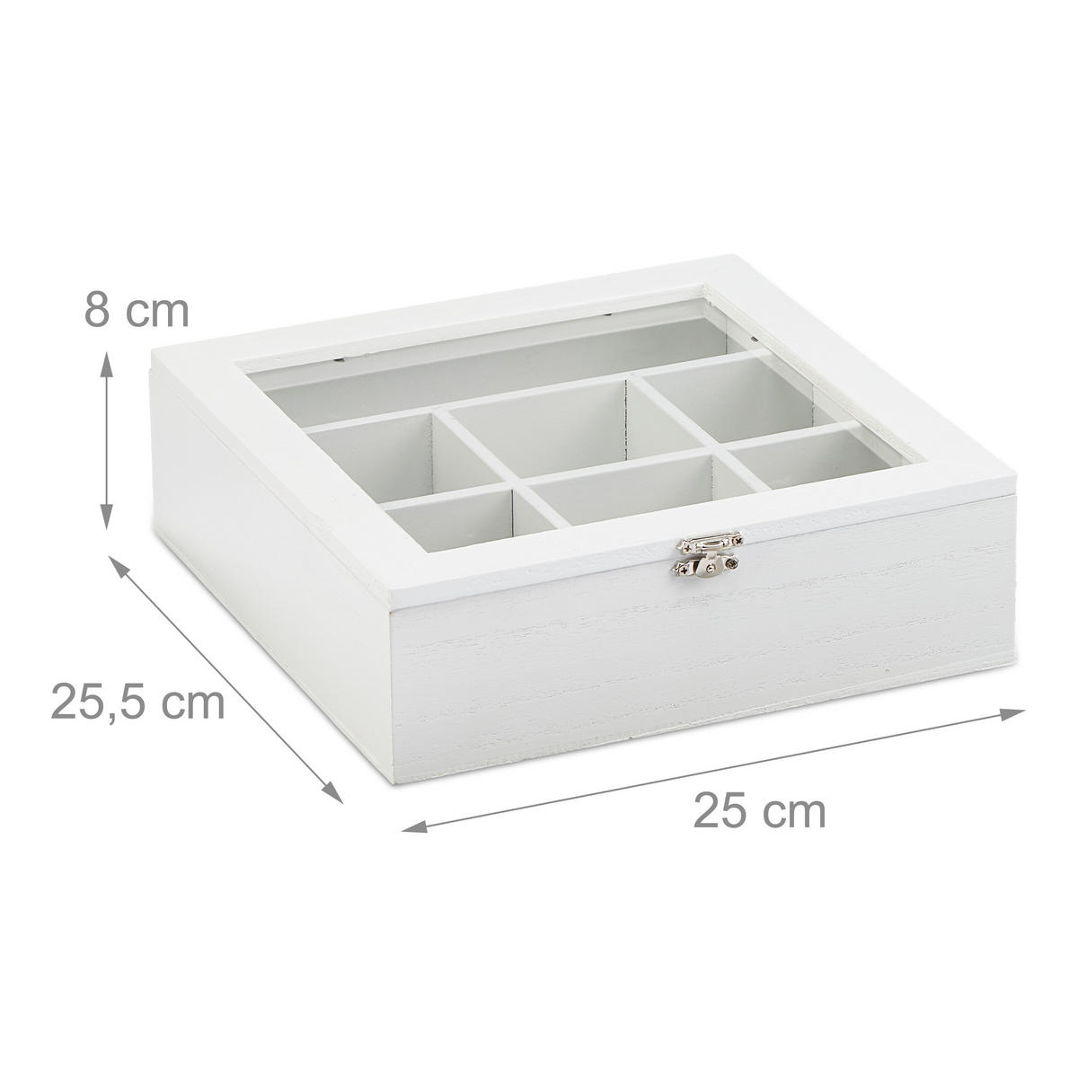 TEEBOX - Weiß, Holzwerkstoff/Kunststoff (25/8/25.5cm) - Relaxdays