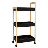 BAMBUSREGAL auf Rollen 38/20/79 cm - Schwarz, Naturmaterialien (20/79/38cm) - NUXIO