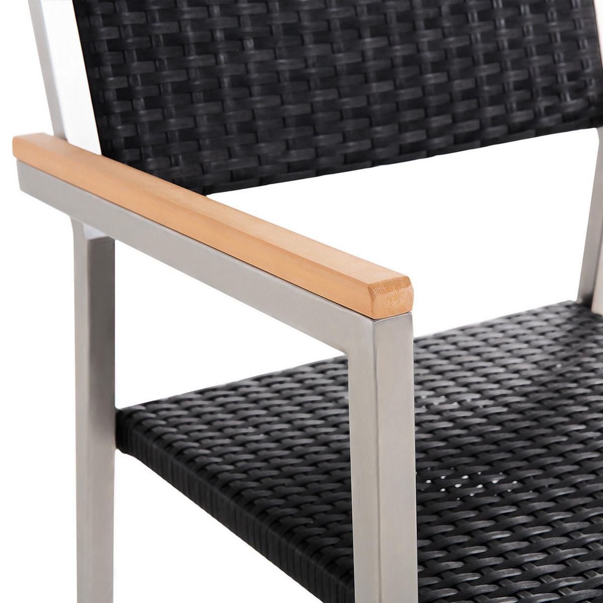 GARTENSTUHL 2er-SET Rattan Edelstahl Grosseto - Silberfarben/Schwarz, Kunststoff (55/87/58cm) - Beliani