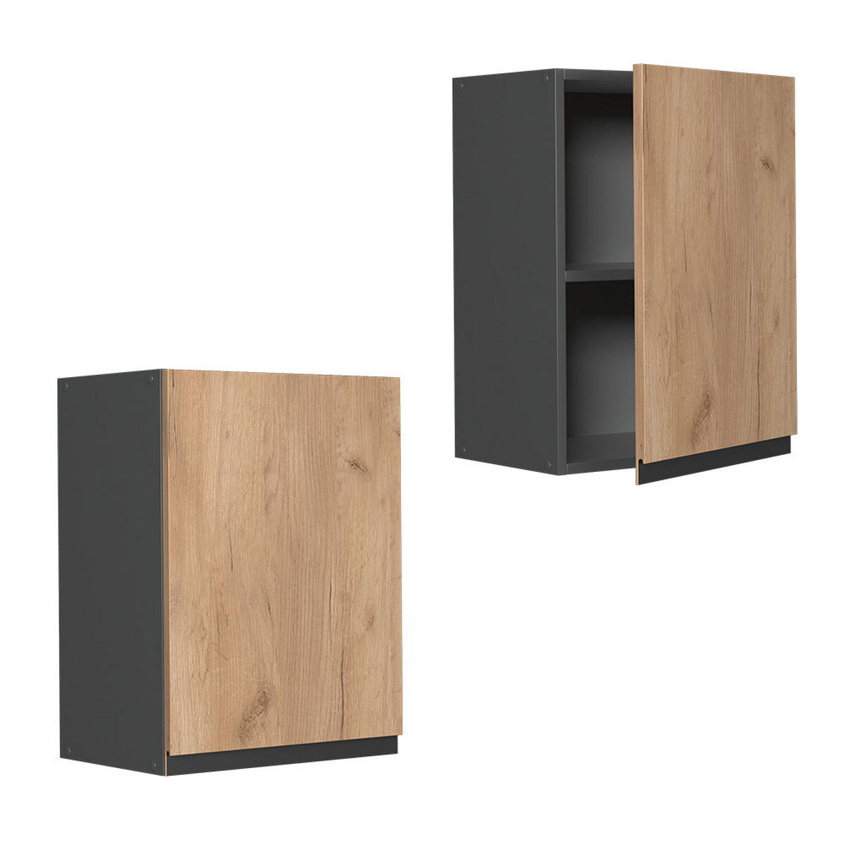 HÄNGESCHRANK R-Line Goldkraft Eiche 45 cm J-Shape - Honigeiche/Anthrazit, Holzwerkstoff (45/60/31cm) - Vicco