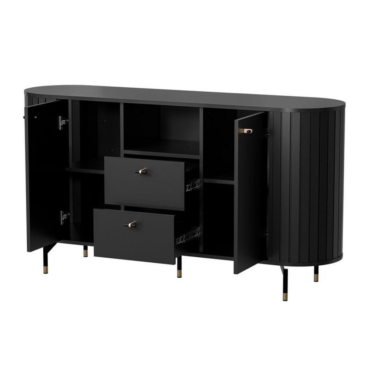 SIDEBOARD Zante Schwarz 150 cm - Goldfarben/Schwarz, Holzwerkstoff/Metall (150/81/40cm) - Selsey