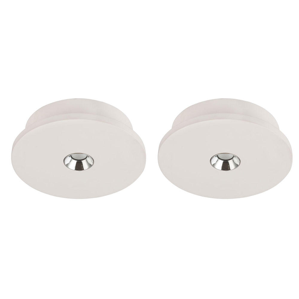 LED DECKENLEUCHTE Gips Weiß Chrom 2er Set - Weiß, Metall (16/16/4.5cm) - Globo Lighting