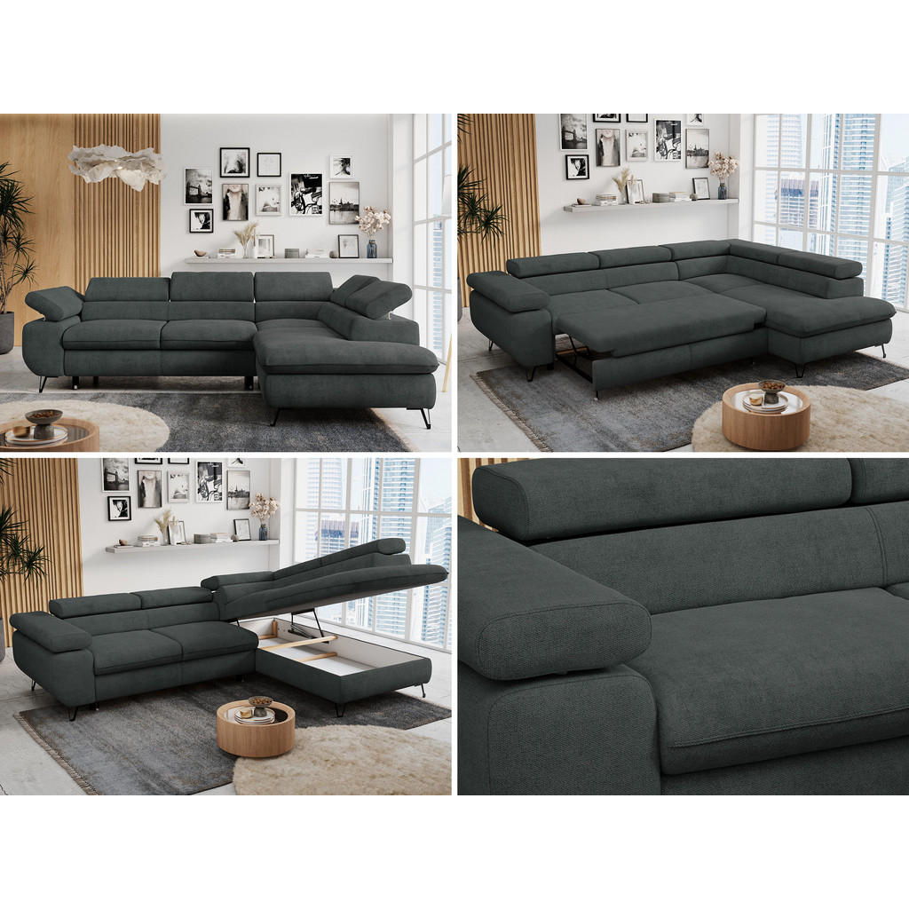 Thumbnail - MKS Ecksofa, Dunkelgrau, Textil, 3-Sitzer, L-Form,L-Form, 273x208 cm, Oeko-Tex®, Wohnzimmer, Sofas & Couches, Wohnlandsc...