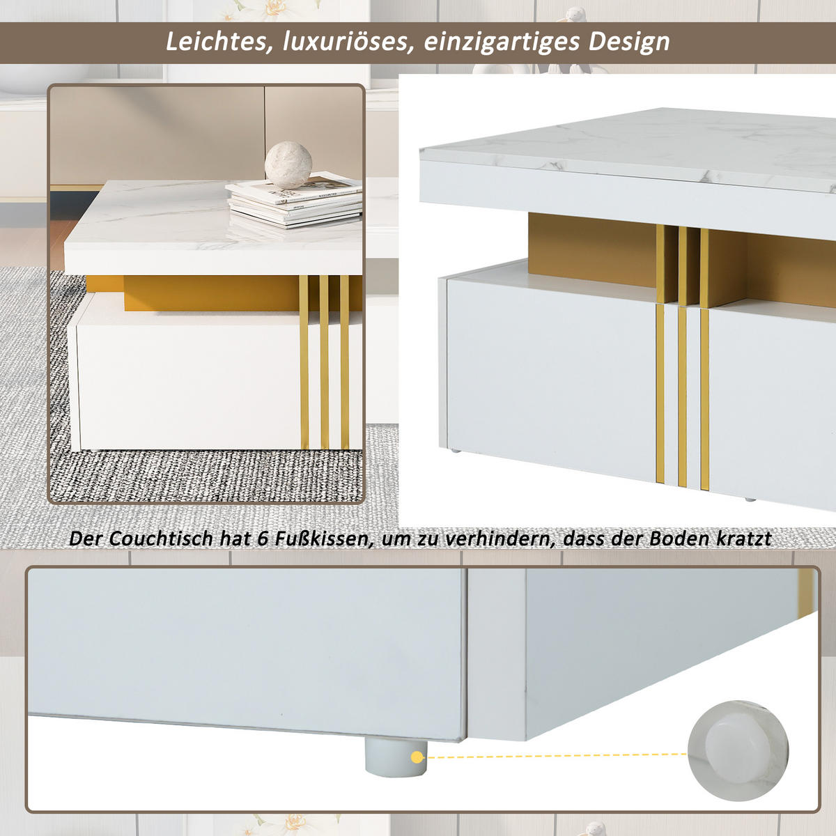COUCHTISCH Weiß 100/50/40 cm - Weiß, Holzwerkstoff/Metall (100/50/40cm) - Urban Meuble