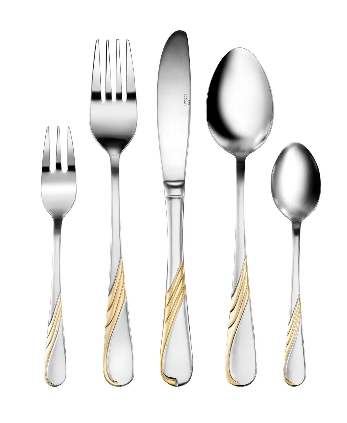 BESTECKSET Flame, Edelstahl, dekorvergoldet, spülmaschinengeeignet, 72-teilig - Silberfarben, Metall - Karcher