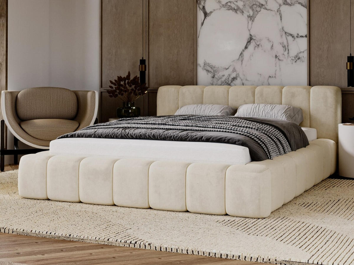 POLSTERBETT Ibiza 140x200 Creme - Creme/Naturfarben, Holz/Textil (140/200cm) - Graingold