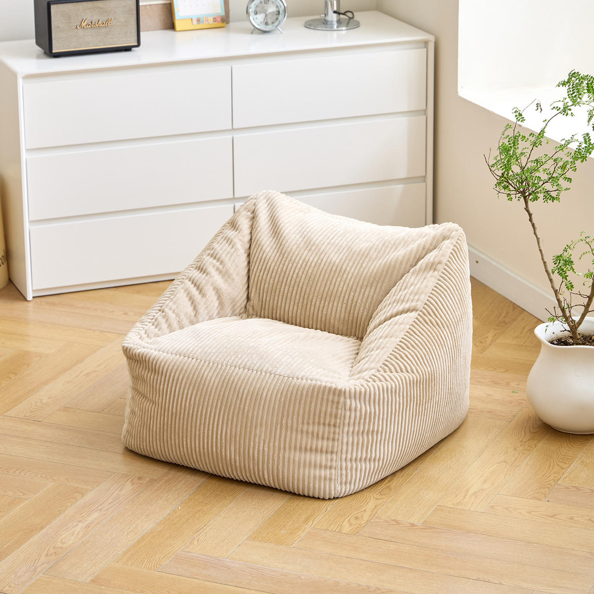 POUF kord Beige - Beige, Textil (55/44/55cm) - Nordlys