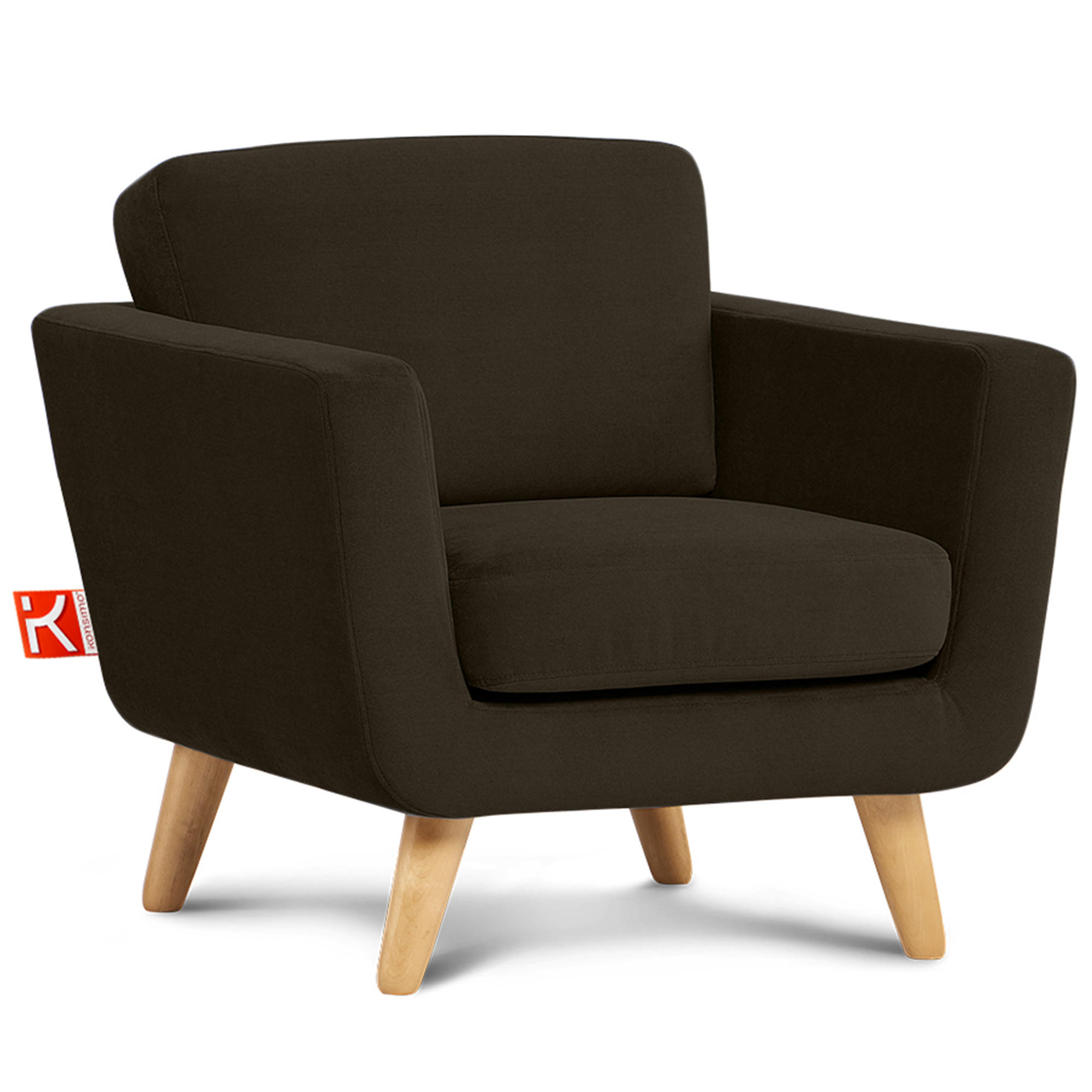 SESSEL TAGIO Massivholz-Beine, braun - Dunkelbraun/Braun, Buchenholz/Textil (86/80/88cm) - KONSIMO®