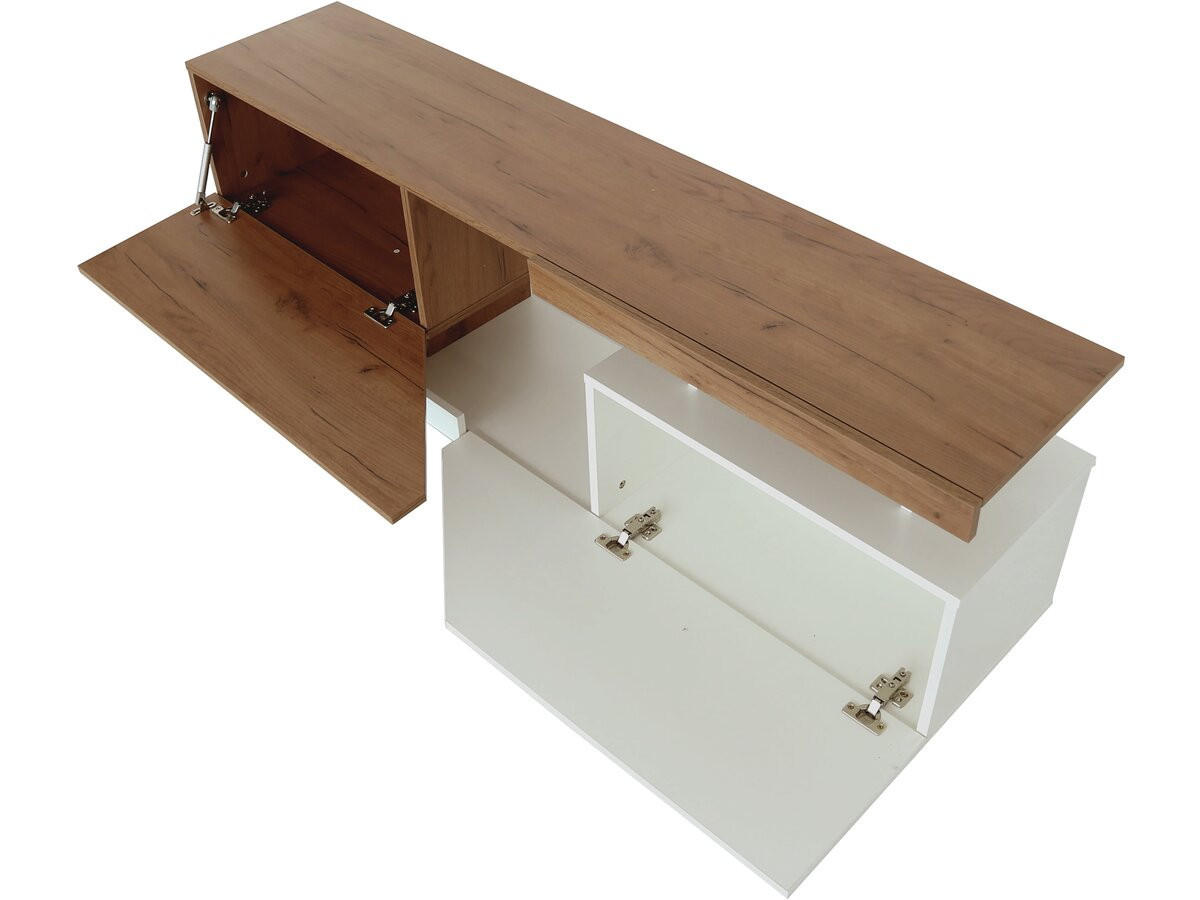 TV-MÖBEL Ceelias Weiß-Dunkelbraun - Dunkelbraun/Weiß, Holz (160/35/46cm) - Habitat Garten