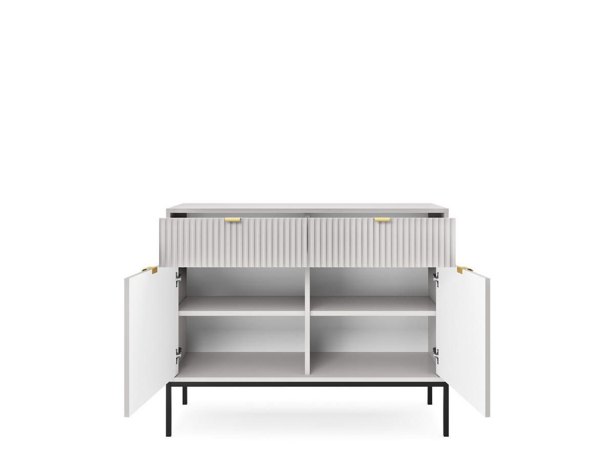 KOMMODE NOVA, Geriffelte Front, 2-Türen, 2-Schubladen 104x39x83 cm, Grau - Graphitfarben/Schwarz, Holzwerkstoff/Kunststoff (104/83/39cm) - DomoHome