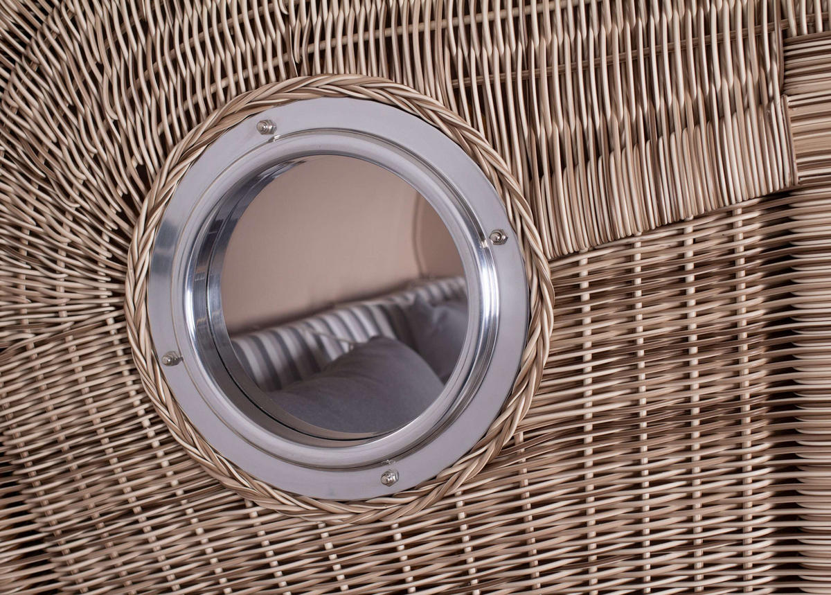 STRANDKORB XXL Düne Grande Teak PE Shell - Braun/Grau, Metall (142/170/95cm) - Mr. Deko