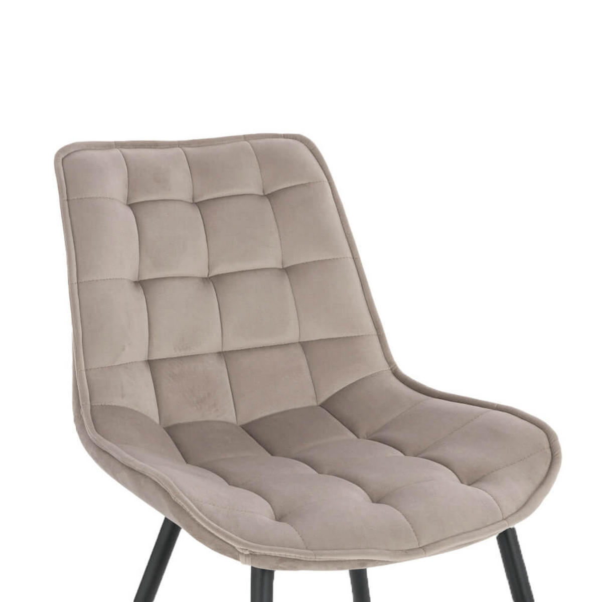 POLSTERSTUHL Esszimmer Samt IKALO – 4er Set Hellbraun - Hellbraun, Textil/Metall (61.5/79.8/50.5cm) - Home Deluxe