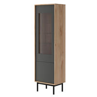 VITRINE Basic Jackson Hickory graphit 54 / 39 / 185cm - Graphitfarben/Braun, Holz/Holzwerkstoff (54/185/39cm) - Feldmann-Wohnen