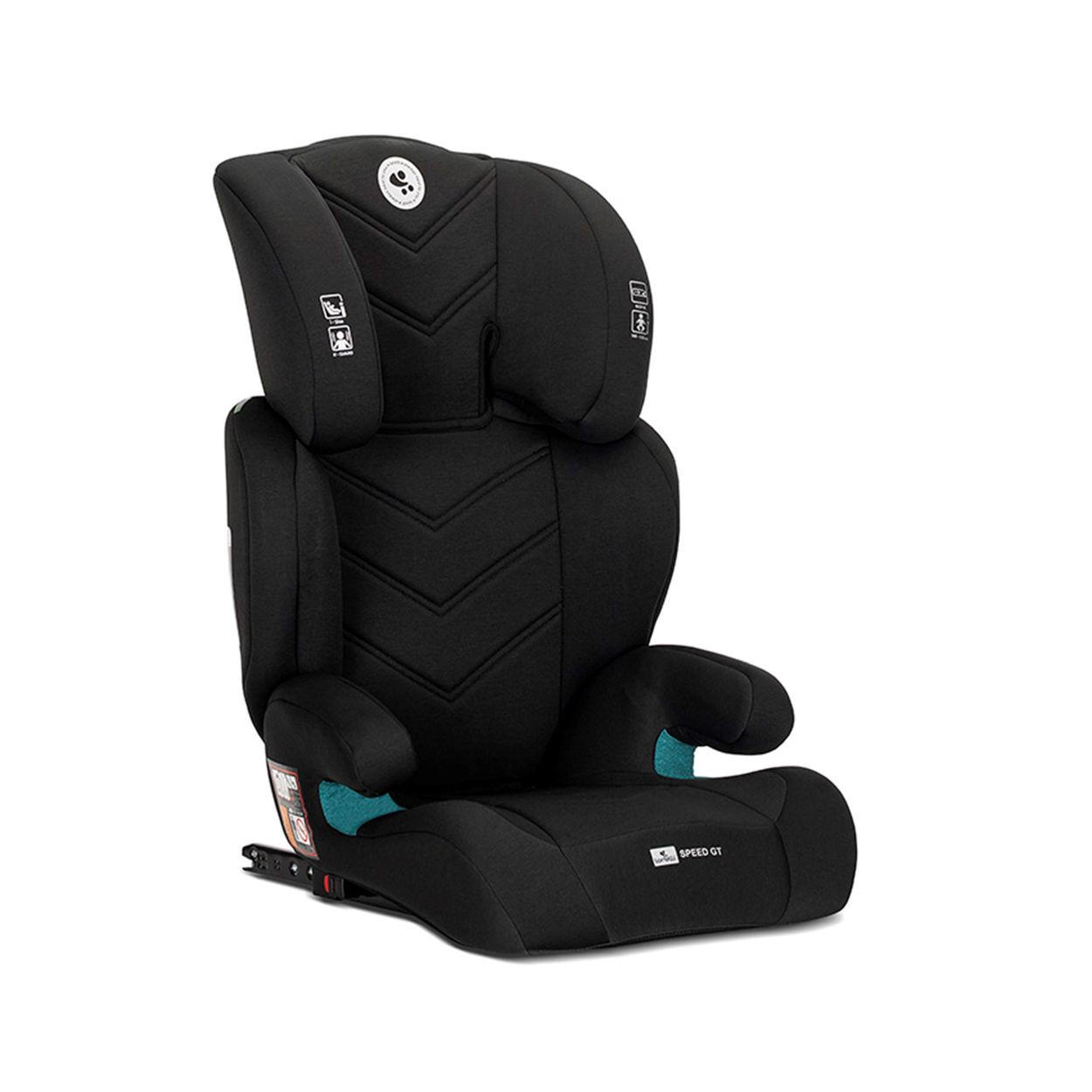 KINDERSITZ Speed GT i-Size schwarz (100-150cm) Gruppe 2/3 Isofix Kopfstütze - Schwarz, Textil (47/84/44cm) - Lorelli