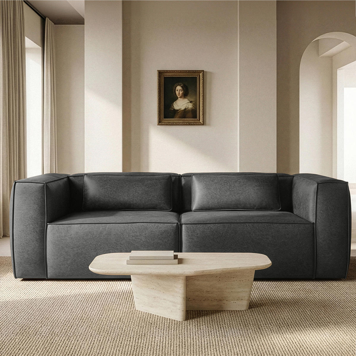 3-SITZER SOFA FEROX, Dunkelgrau - Dunkelgrau, Holz/Holzwerkstoff (240/73/96cm) - KONSIMO®