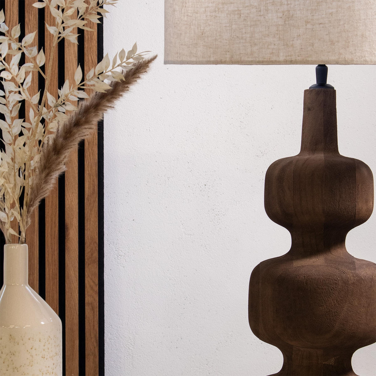 TISCHLAMPE aus Holz 40cm, braun - Braun, Holz (40/40/72cm) - Giga Meubel