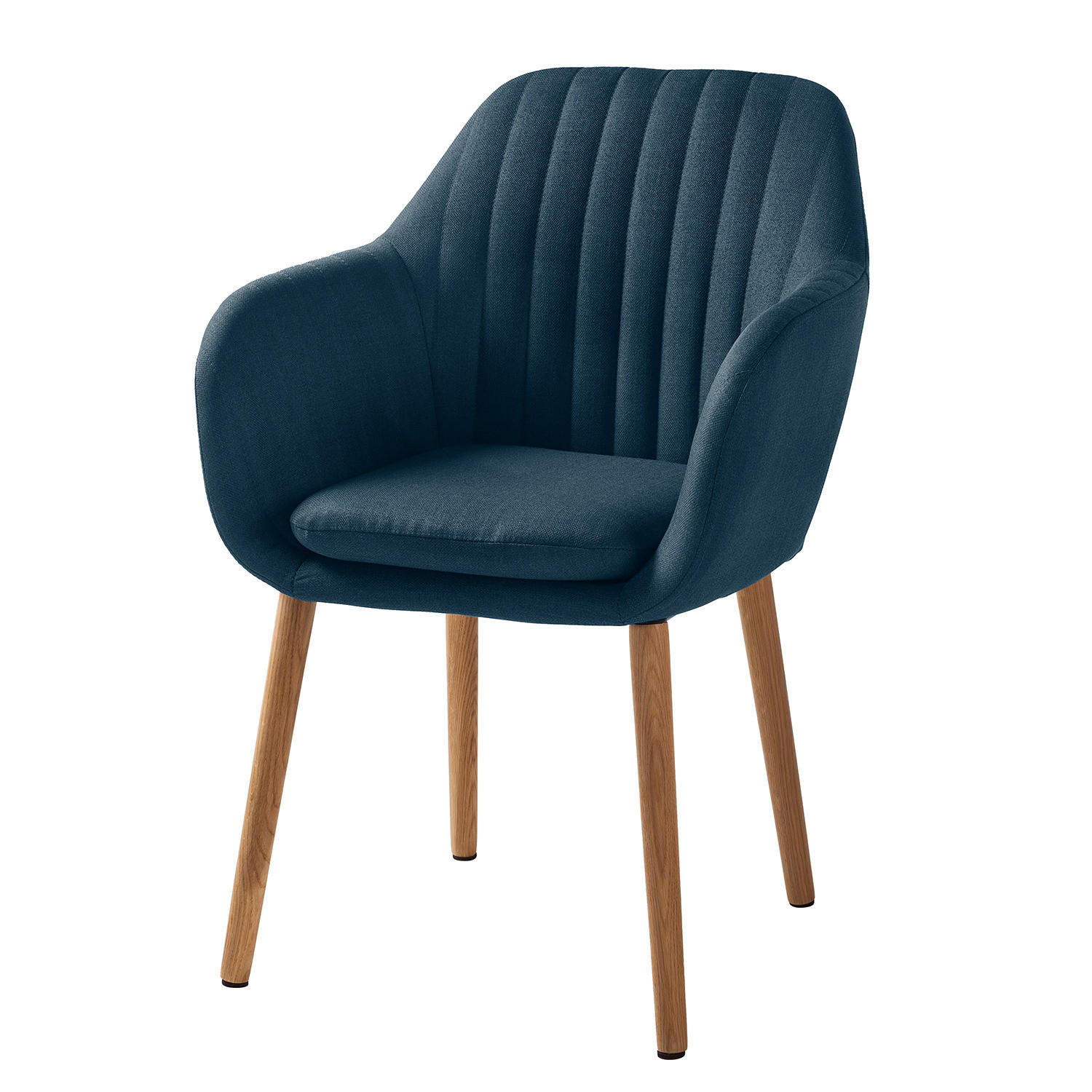 ARMLEHNENSTUHL - Textil / Massivholz - Blau/Eichefarben, Eichenholz/Holz (57/83/61cm) - home24