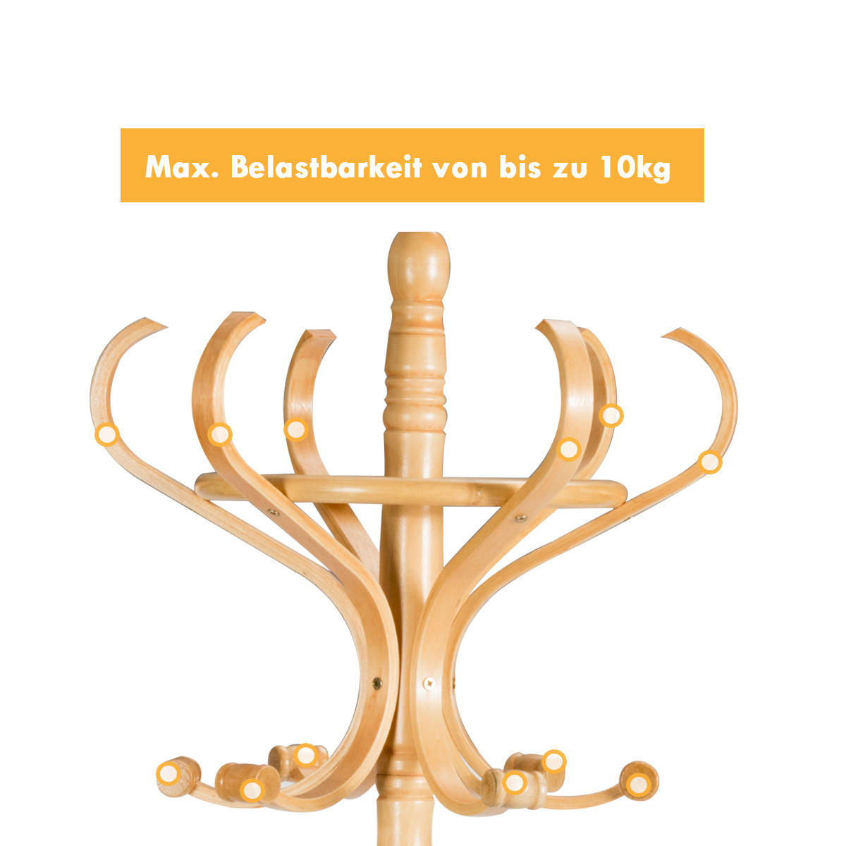 ŠATNÍK s držákem na deštníky, dřevo - barva starého dubu, dřevo (48/182/48cm) - COSTWAY