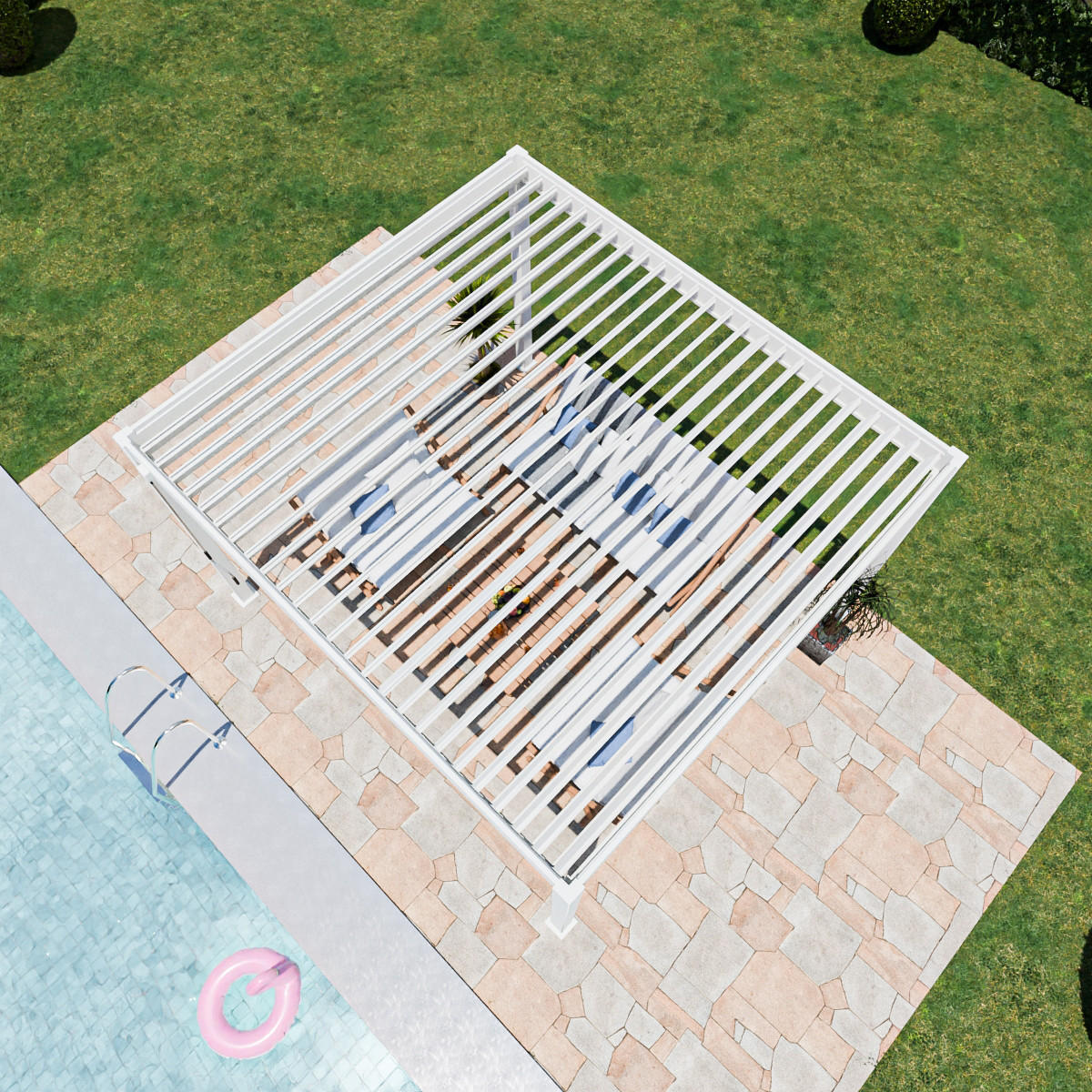 PERGOLA Terrassenüberdachung Superior Aluminium freistehend | 3,6 x 4 M | Lamellendach weiß - Weiß, Metall (400/255/360cm) - PergoLine
