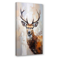 LEINWANDBILD Porträt eines Hirsches Naturtiere beige 40x80cm - Grau, Textil (40/80cm) - Feeby
