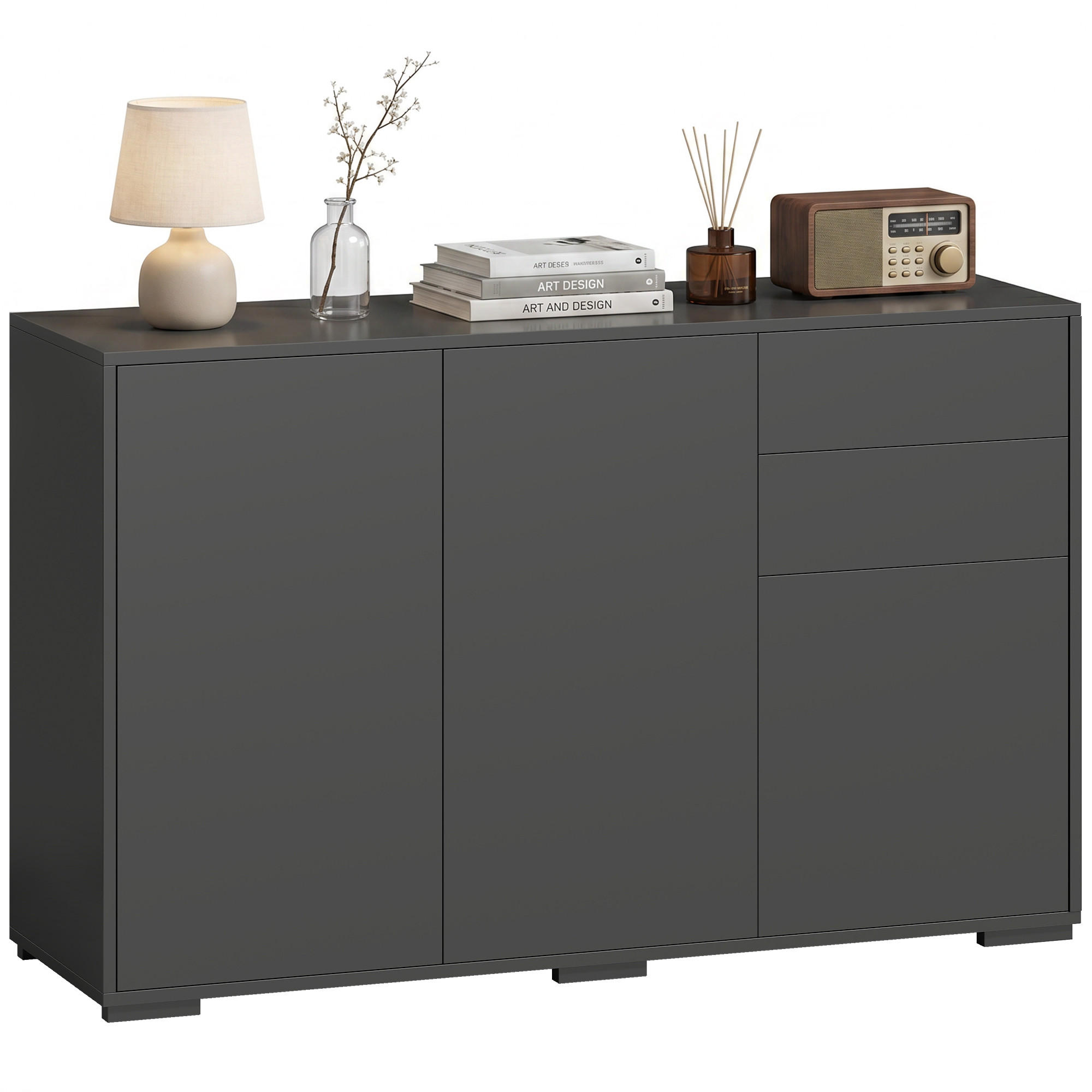 Pangivo Sideboard Schwarz 36x74x117 cm