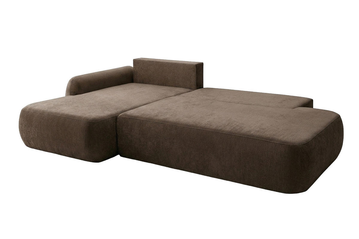 ECKSOFA Mit Schlaffunktion Und Bettkasten, Velvet-Stoff Vena, Dunkelbeige, Links, HELA I - Beige, Holz (302/184cm) - Kaiser Möbel
