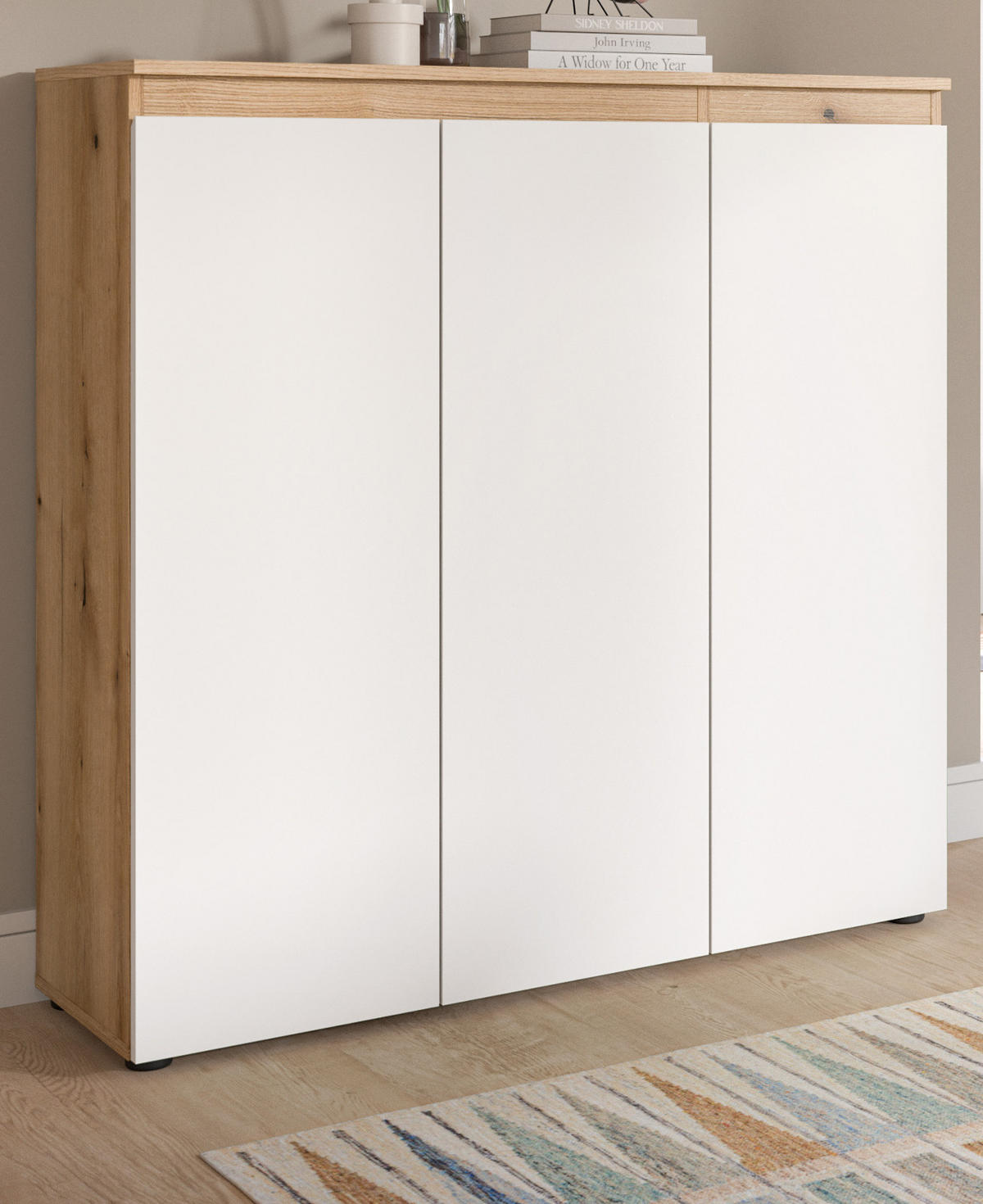 KOMMODE weiß, Evoke Eiche 105 x 11 cm, Anrichte mit 10 Fächern - Eichefarben/Schwarz, Holzwerkstoff/Kunststoff (105/111/37cm) - Inn.Furn