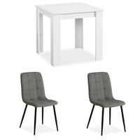 TISCHGRUPPE 80/80 cm Weiß mit 2 Stühlen - Weiß/Grau, Holz/Textil (80/75/80cm) - Homestyle4u