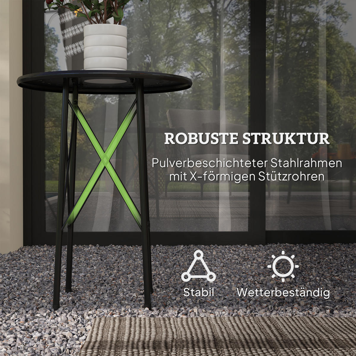 GARTENTISCH Ø40 x 50cm - Schwarz, Metall (40/40/50cm) - Outsunny