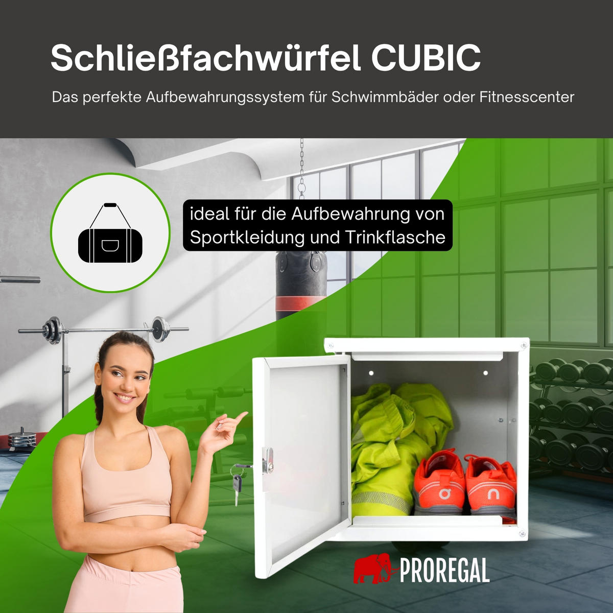 SCHLIESSFACHWÜRFEL Cubic 35x35x35 cm Grau - Grau, Metall (35/35/35cm) - PROREGAL