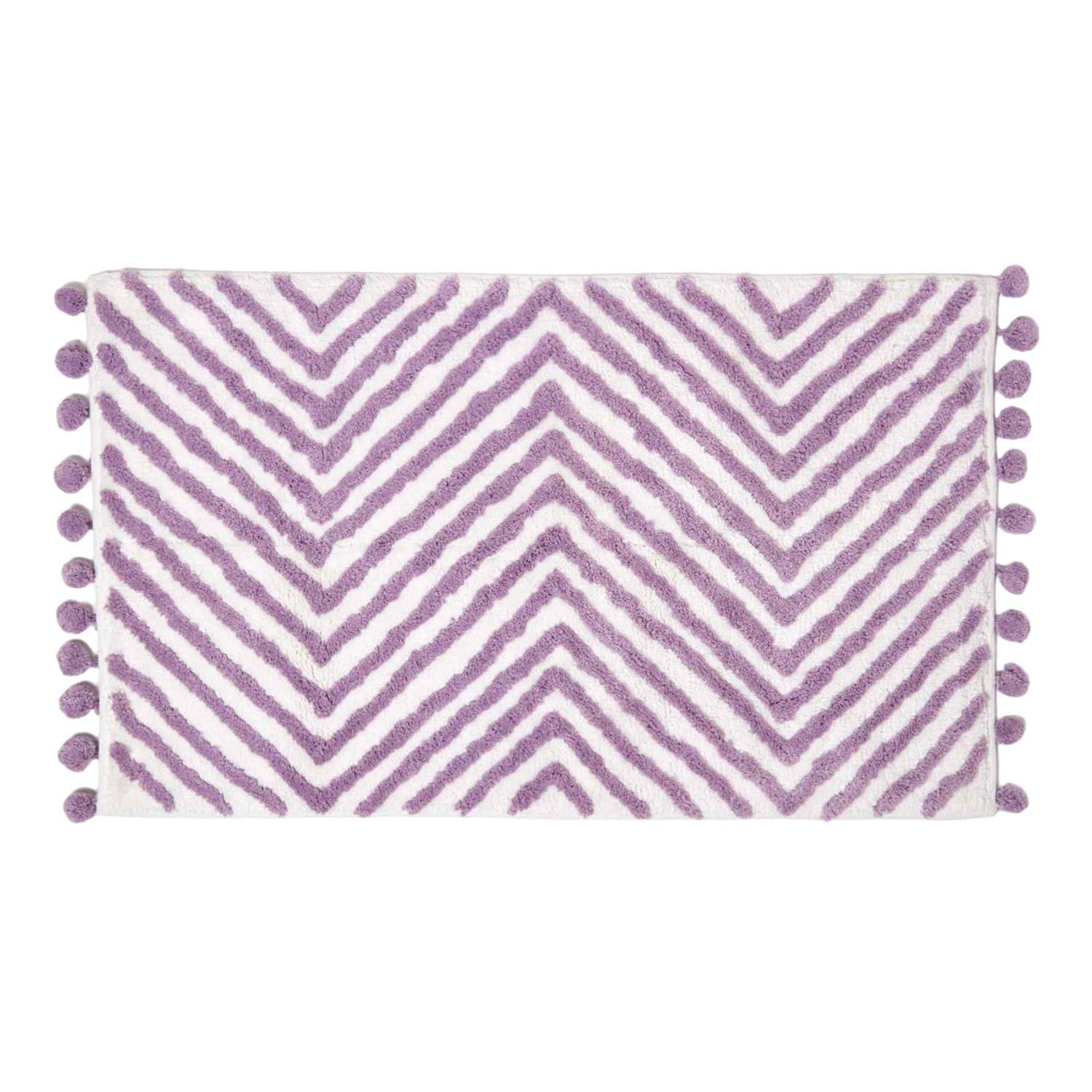 BADEMATTE 50/80 cm Chevron, Baumwolle - Flieder, Textil (50/80cm) - Homescapes