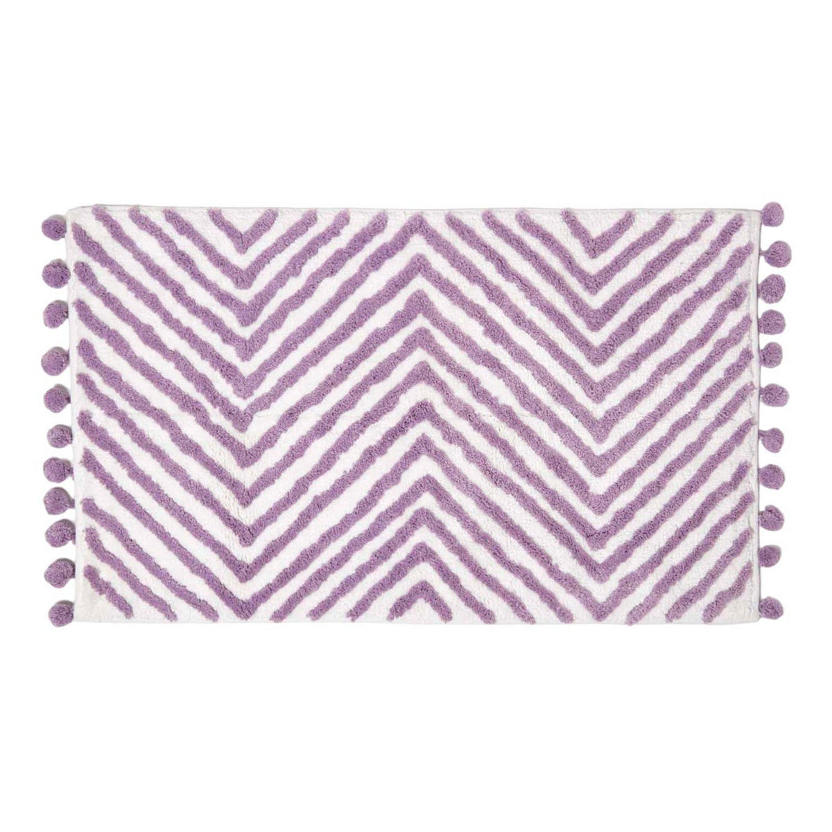 BADEMATTE 50/80 cm Chevron, Baumwolle - Flieder, Textil (50/80cm) - Homescapes