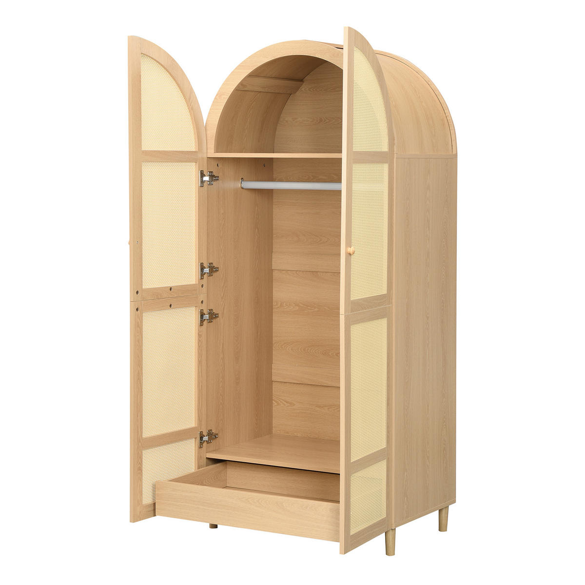 GARDEROBENSCHRANK DE-37614 80/50/179 cm mit Rattan-Türen Natur - Naturfarben, Holzwerkstoff (80/179/50cm) - ComfortXL
