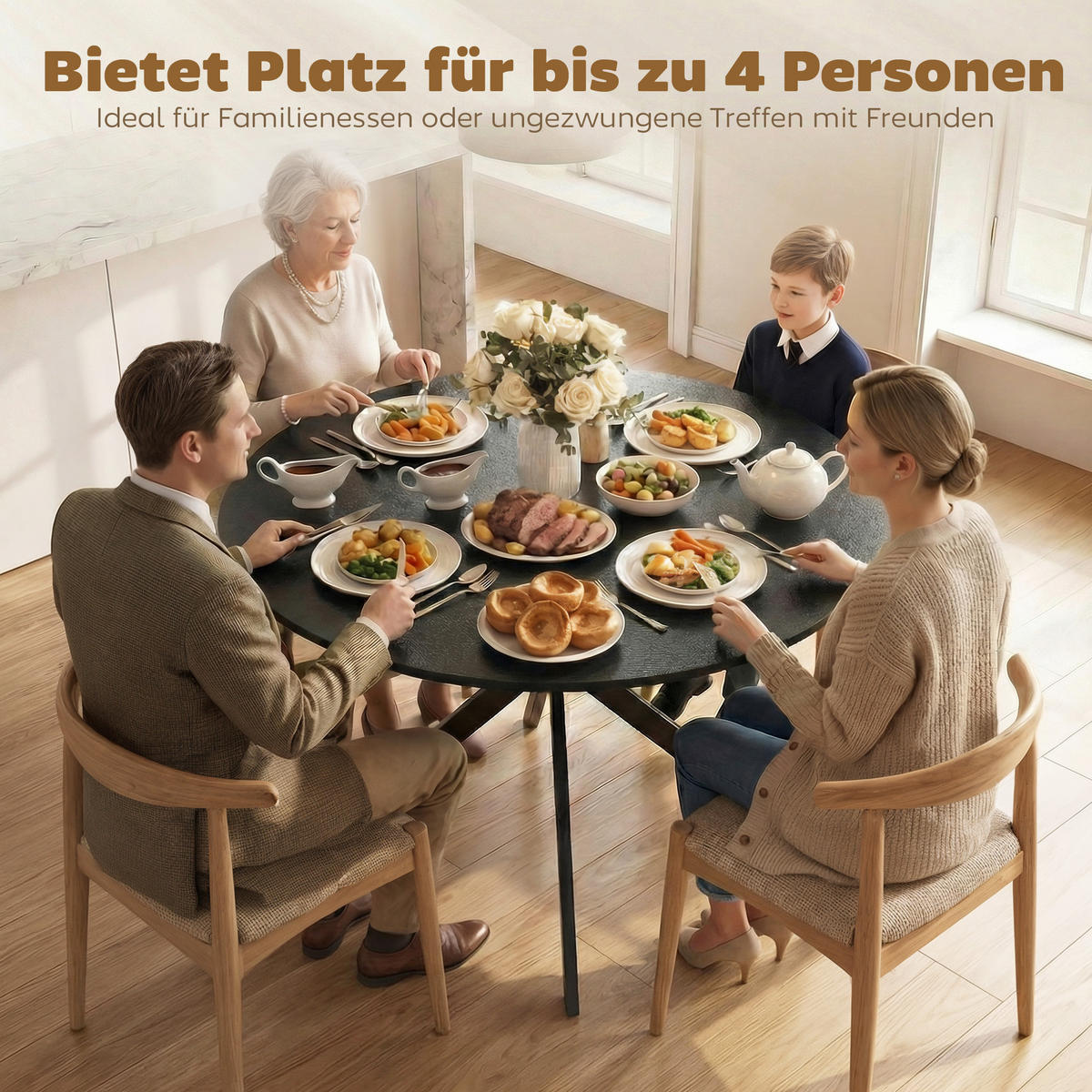 ESSTISCH Spanplatte Stahl Schwarz - Schwarz, Metall (100/100/75cm) - HOMCOM