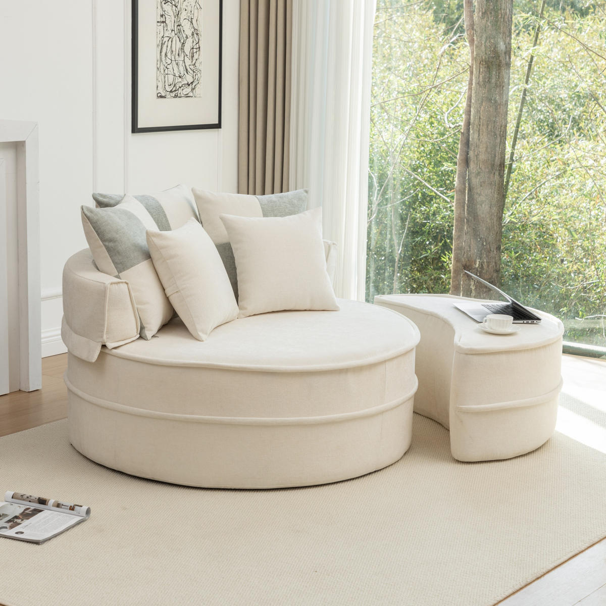 ECKSOFA 163/121/66 cm Beige mit Fußbank - Beige, Textil (163/121cm) - Oxeza