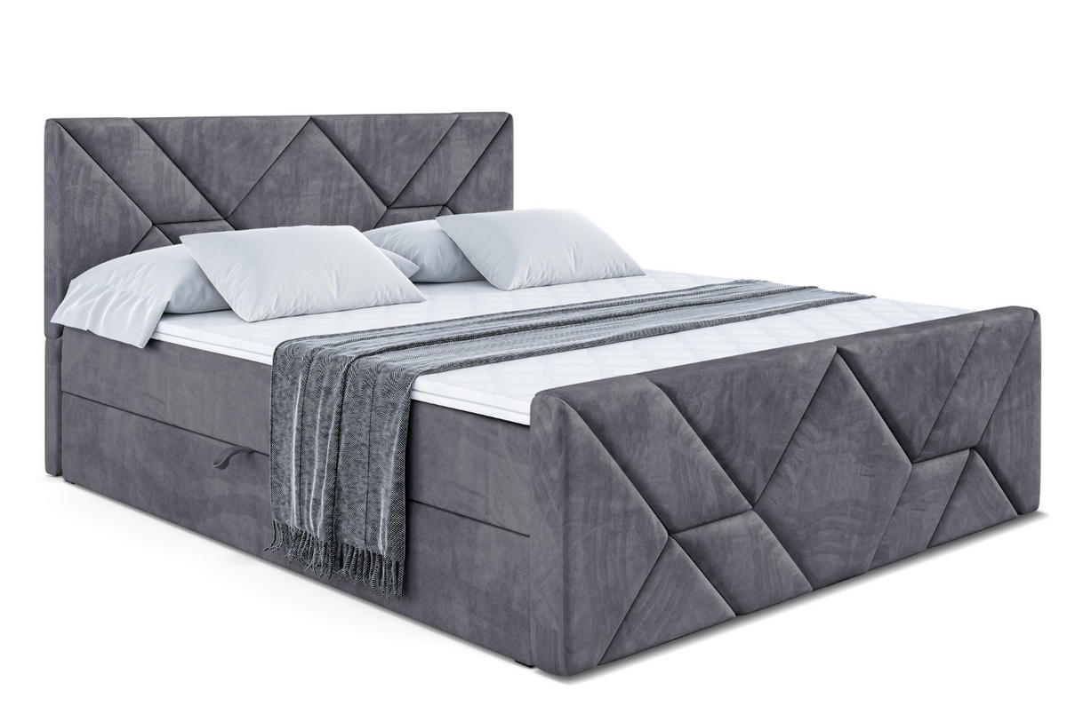 BOXBETT BARWA-Z - 180x200 cm - H4 - Dunkelgrau - Dunkelgrau, Holzwerkstoff (180/200cm) - ALTDECOR