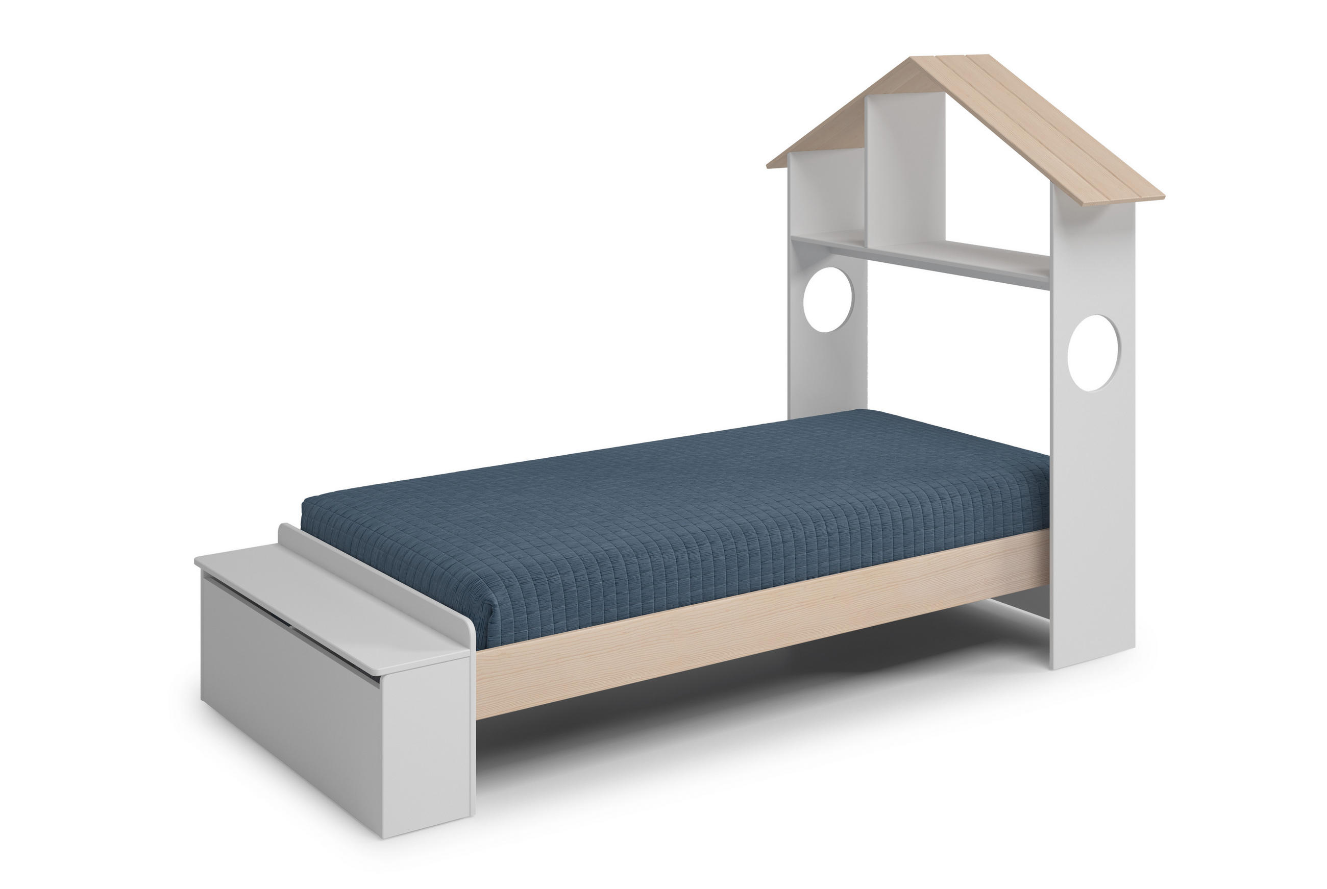 KINDERBETT Odessa Weiß 216/128/153 cm - Weiß, Holz (90/190cm) - Calicosy