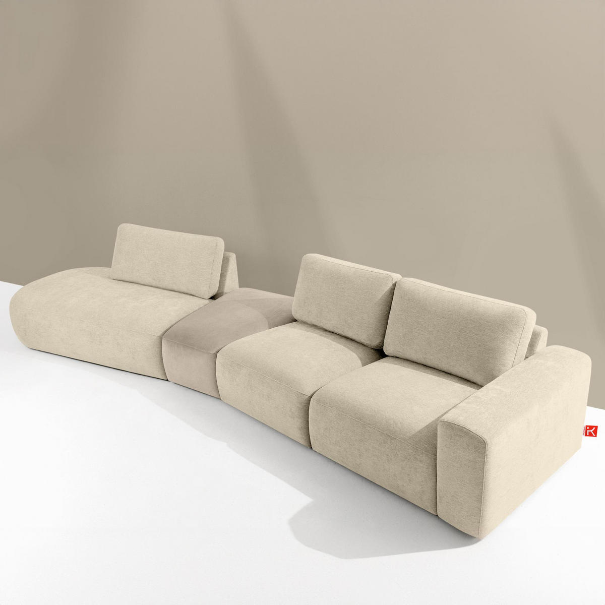 5-SITZER ECKSOFA ZUCCO Chenille links, Creme - Creme, Textil (430/84/105cm) - KONSIMO®