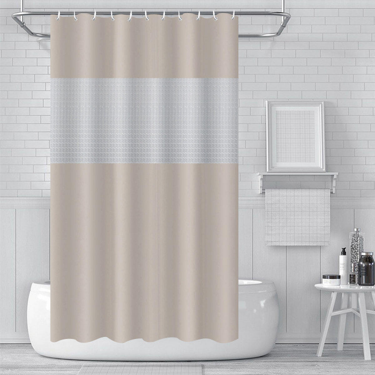 DUSCHVORHANG schimmelresistent wasserdicht mit Haken antibakteriell - Braun, Kunststoff (180/180cm) - MCBOSON
