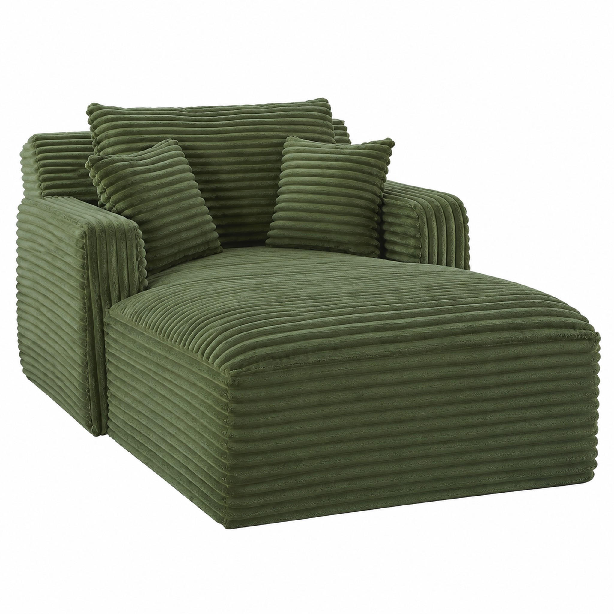 CHAISELONGUE 3-in-1 Cord Grün ohne Montage - Grün, Kunststoff (100/82/166cm) - Meubliv