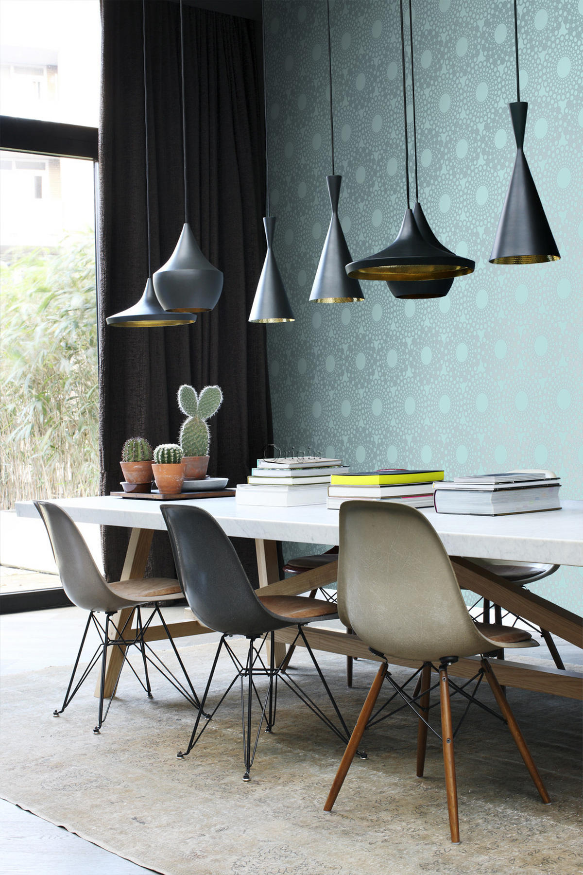 TAPETE grafische Form 53 cm x 10.05 m - Blau, Papier (53/1000cm) - Origin Wallcoverings