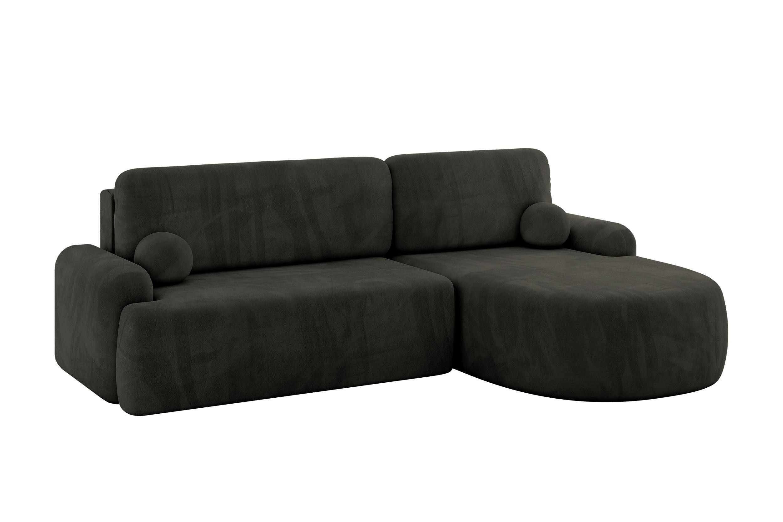 WOHNLANDSCHAFT mit Schlaffunktion und Bettkasten LIRA-L - 264x172x89 Schwarz - Schwarz, Holzwerkstoff/Textil (172/264cm) - ALTDECOR