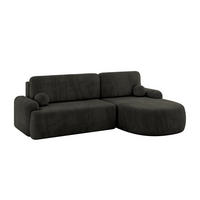 WOHNLANDSCHAFT mit Schlaffunktion und Bettkasten LIRA-L - 264x172x89 Schwarz - Schwarz, Holzwerkstoff/Textil (172/264cm) - ALTDECOR