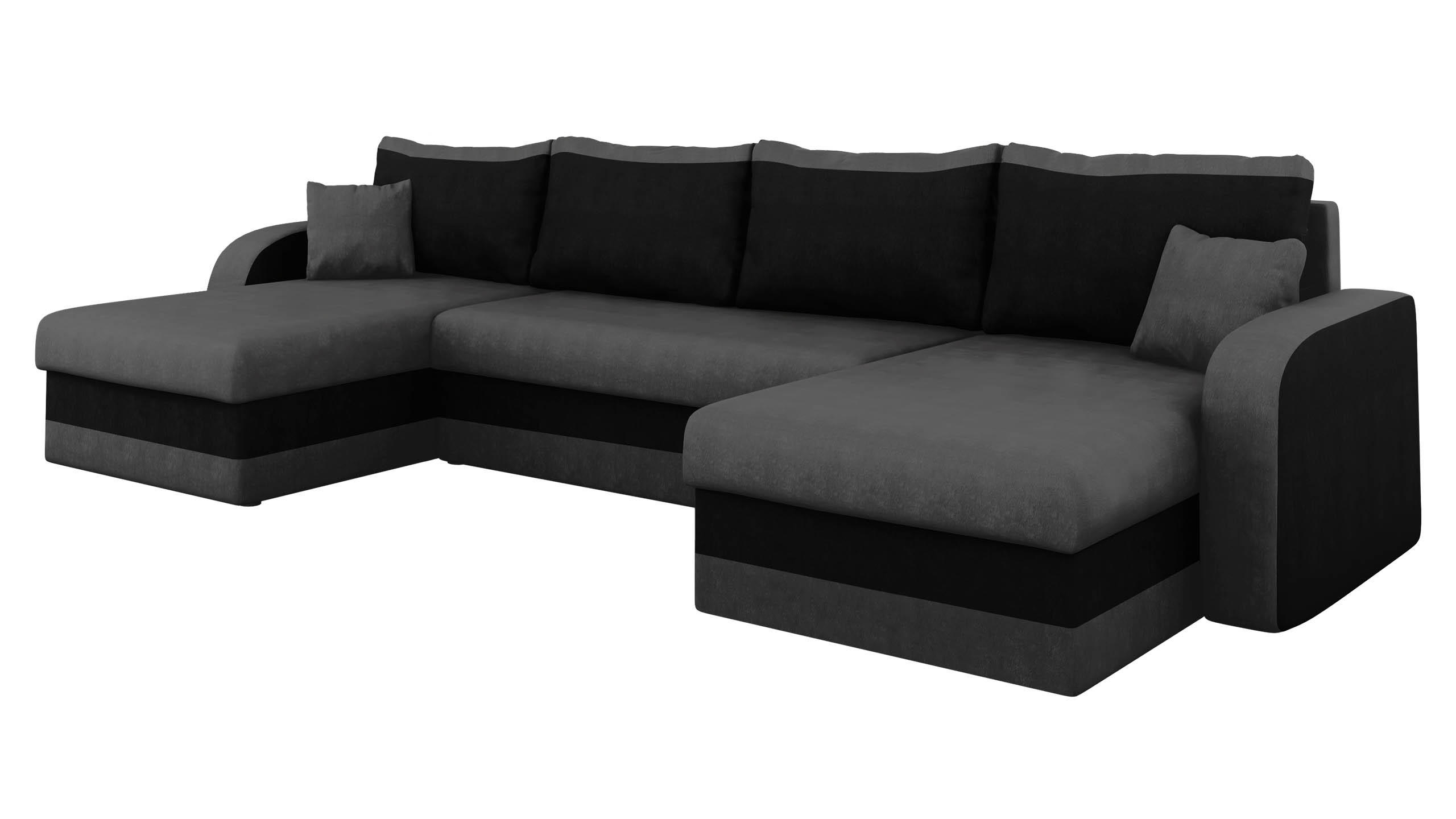 ECKSOFA Kris U - Schwarz/Grau, Holz/Kunststoff (304/80/140cm) - MIRJAN24