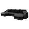 ECKSOFA Kris U - Schwarz/Grau, Holz/Kunststoff (304/80/140cm) - MIRJAN24