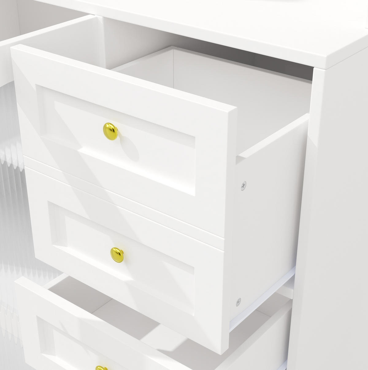 BUFFET 120/188/40 cm Weiß aus MDF mit LED-Lichtleiste - Weiß, Holzwerkstoff (40/188/120cm) - OKMYHOME
